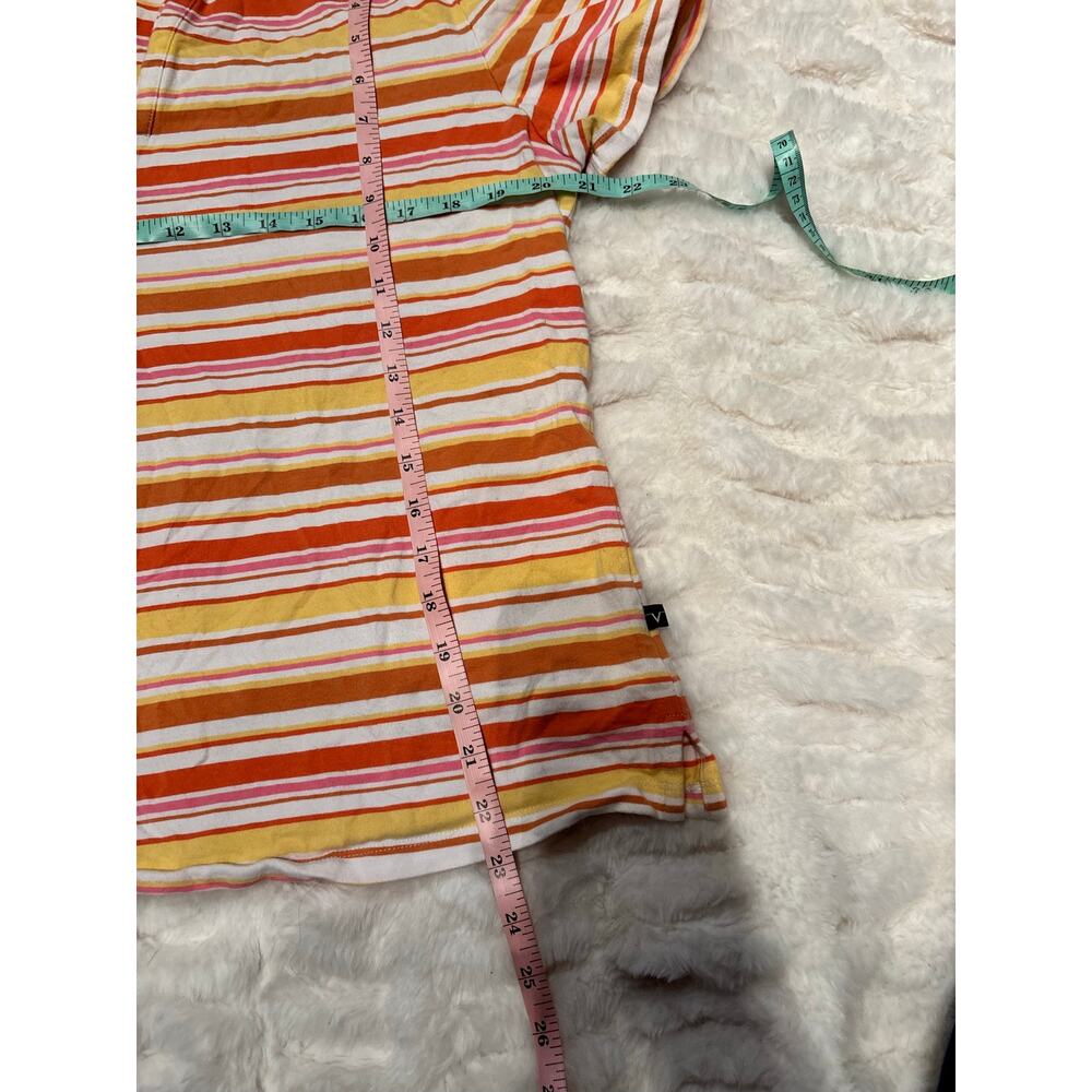Venezia Women's Plus 14/16 Orange Striped Polo Top Preppy Retro - Picture 5 of 5